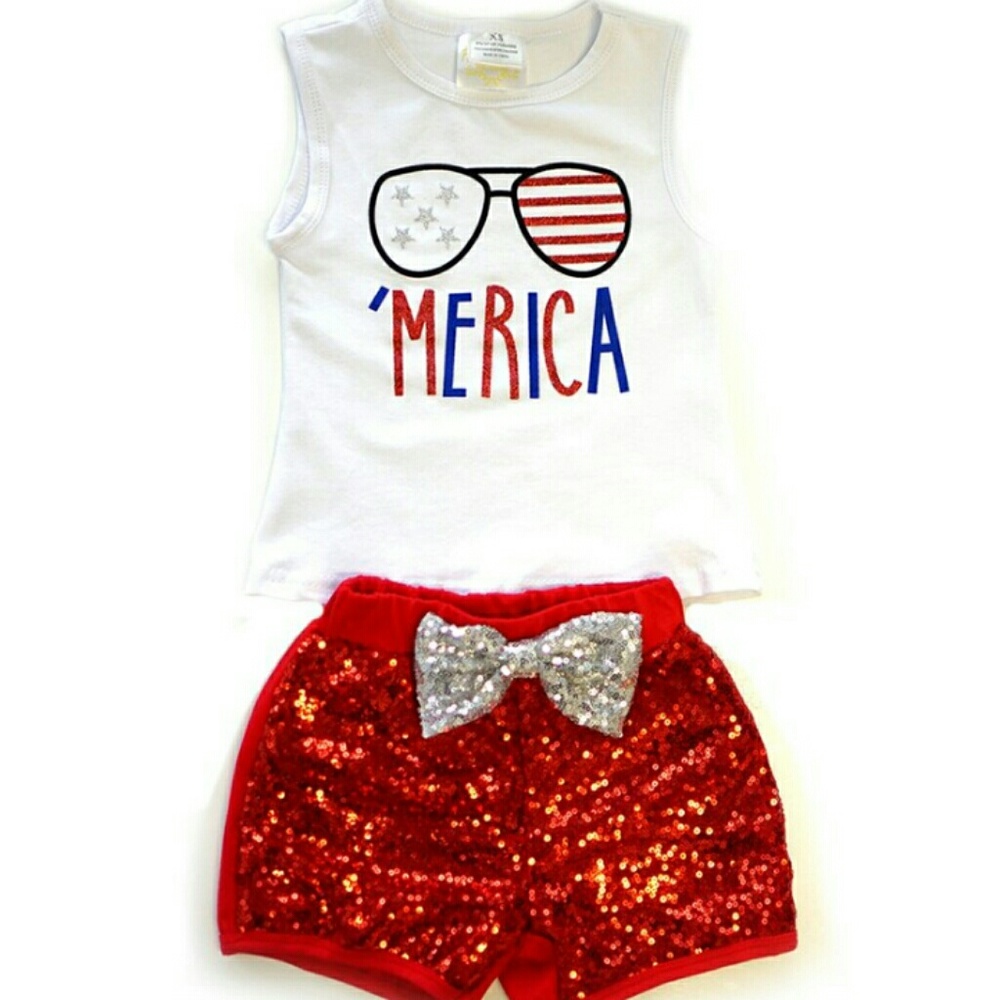 Merica little girls outfit